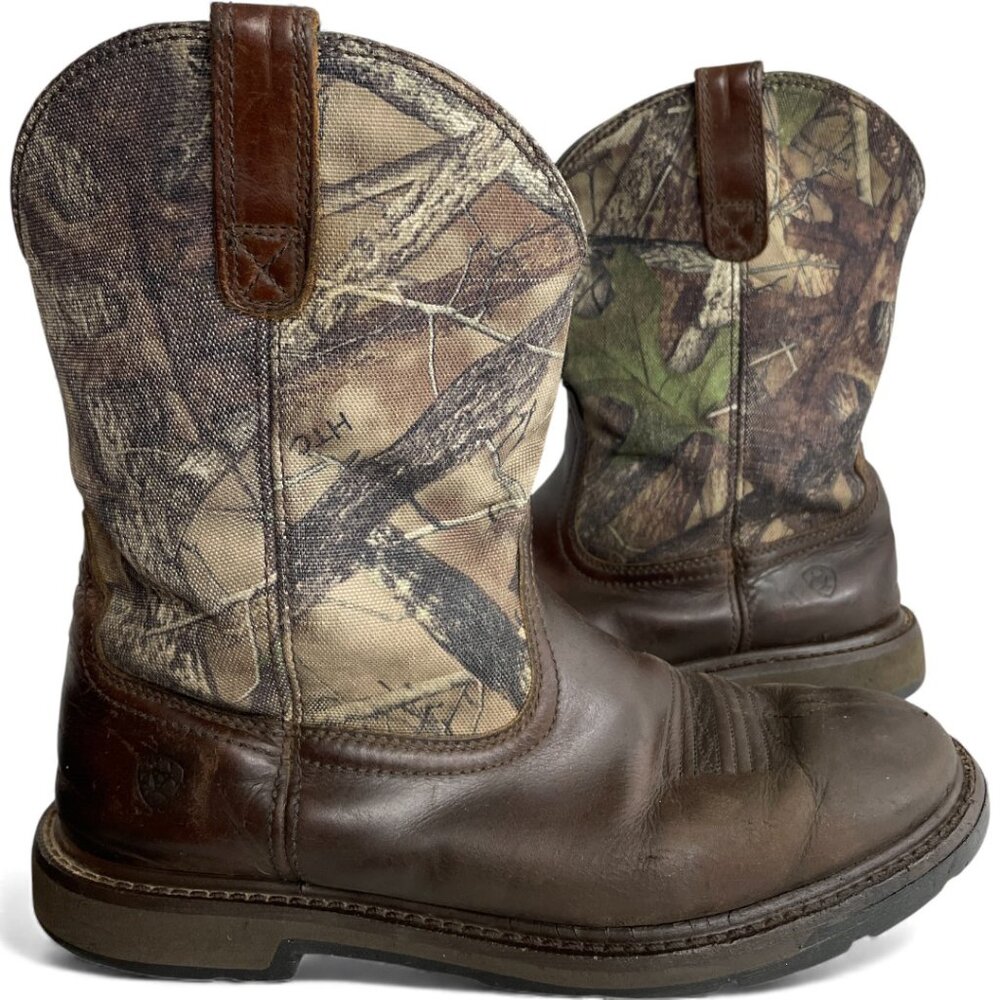 Ariat Brown Leather Boots with Camo Shaft